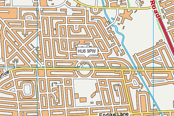 HU6 9PW map - OS VectorMap District (Ordnance Survey)