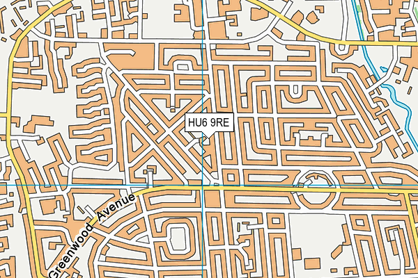 HU6 9RE map - OS VectorMap District (Ordnance Survey)