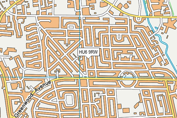 HU6 9RW map - OS VectorMap District (Ordnance Survey)