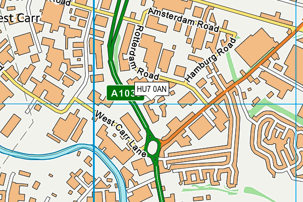 HU7 0AN map - OS VectorMap District (Ordnance Survey)