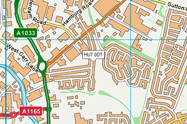 HU7 0DT map - OS VectorMap District (Ordnance Survey)