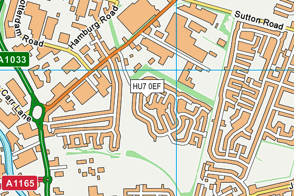HU7 0EF map - OS VectorMap District (Ordnance Survey)