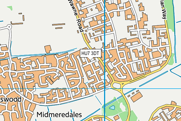 HU7 3DT map - OS VectorMap District (Ordnance Survey)