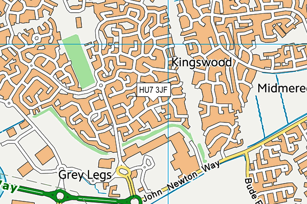 HU7 3JF map - OS VectorMap District (Ordnance Survey)