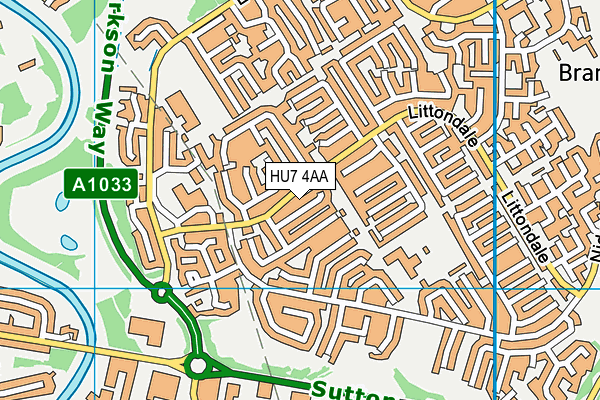 HU7 4AA map - OS VectorMap District (Ordnance Survey)