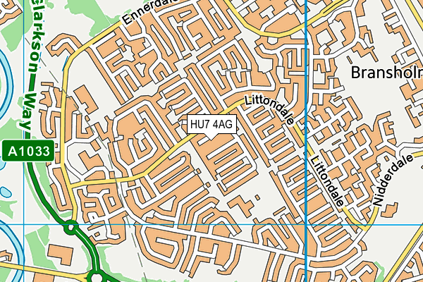 HU7 4AG map - OS VectorMap District (Ordnance Survey)