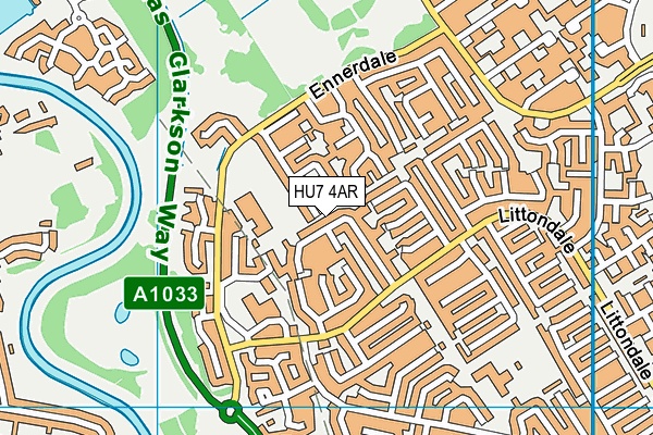 HU7 4AR map - OS VectorMap District (Ordnance Survey)