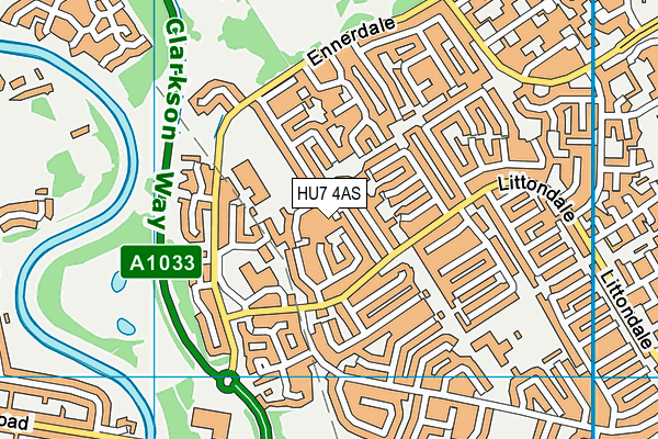 HU7 4AS map - OS VectorMap District (Ordnance Survey)