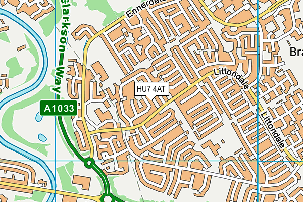 HU7 4AT map - OS VectorMap District (Ordnance Survey)