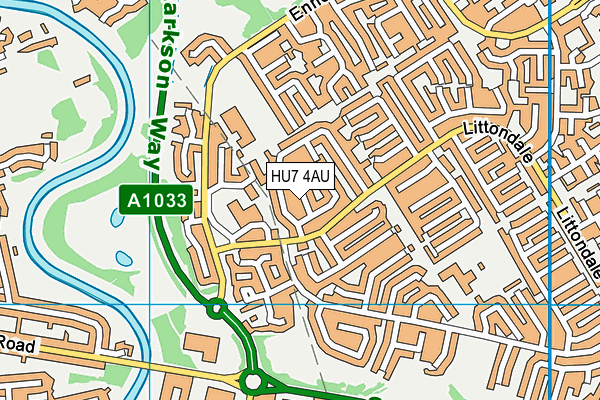 HU7 4AU map - OS VectorMap District (Ordnance Survey)