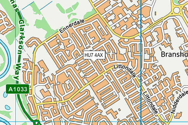 HU7 4AX map - OS VectorMap District (Ordnance Survey)