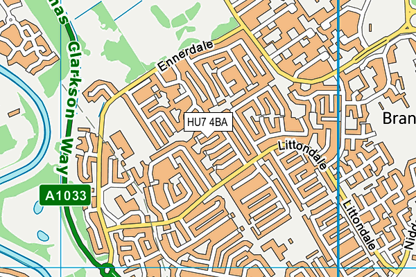 HU7 4BA map - OS VectorMap District (Ordnance Survey)