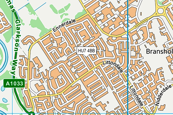 HU7 4BB map - OS VectorMap District (Ordnance Survey)