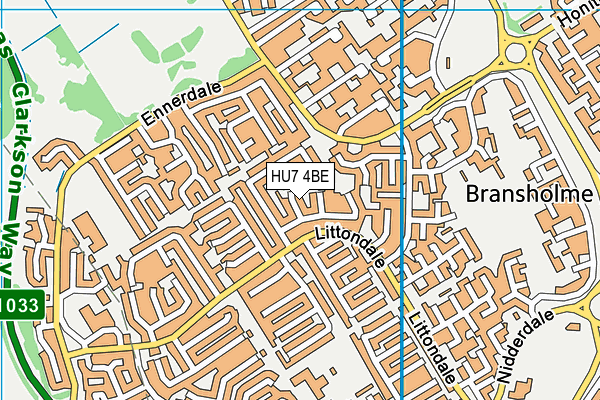 HU7 4BE map - OS VectorMap District (Ordnance Survey)