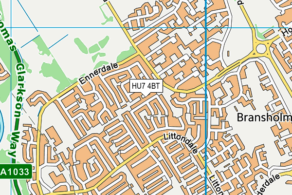 HU7 4BT map - OS VectorMap District (Ordnance Survey)