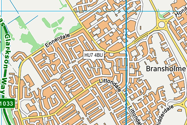HU7 4BU map - OS VectorMap District (Ordnance Survey)