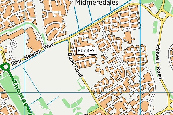 Bude Park Primary School map (HU7 4EY) - OS VectorMap District (Ordnance Survey)