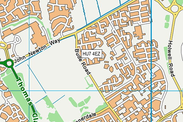 Bude Road Playing Fields map (HU7 4EZ) - OS VectorMap District (Ordnance Survey)
