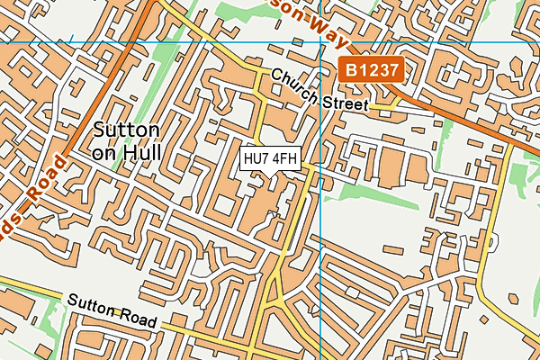 HU7 4FH map - OS VectorMap District (Ordnance Survey)