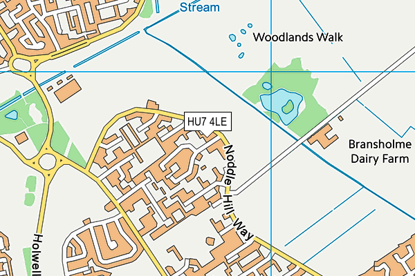 Noddle Hill Playing Fields map (HU7 4LE) - OS VectorMap District (Ordnance Survey)