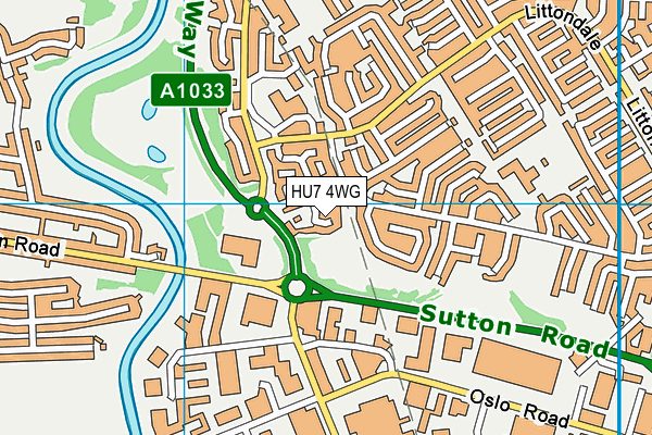 HU7 4WG map - OS VectorMap District (Ordnance Survey)