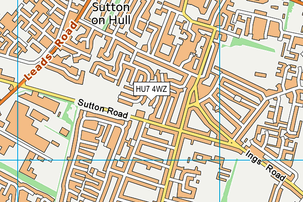 HU7 4WZ map - OS VectorMap District (Ordnance Survey)