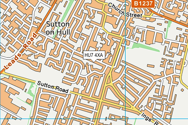 HU7 4XA map - OS VectorMap District (Ordnance Survey)