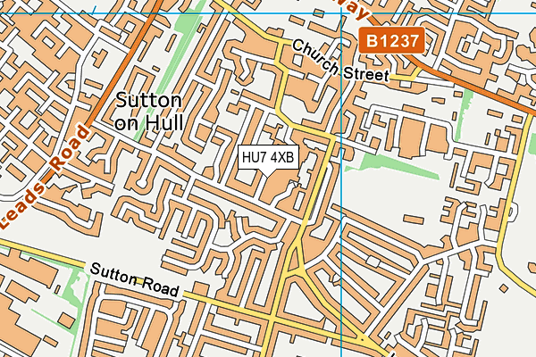 HU7 4XB map - OS VectorMap District (Ordnance Survey)