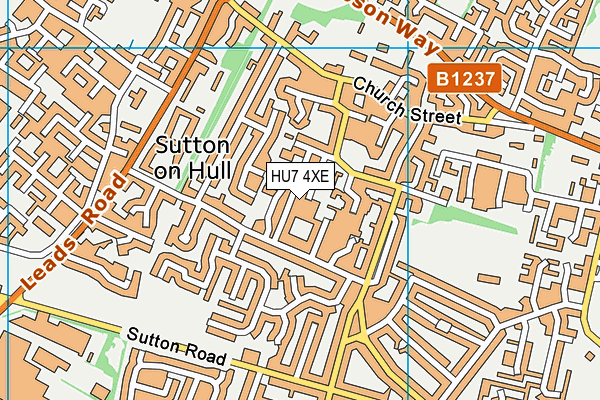 HU7 4XE map - OS VectorMap District (Ordnance Survey)