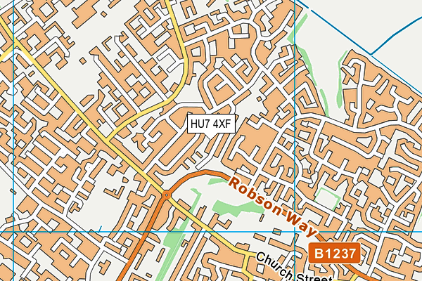 HU7 4XF map - OS VectorMap District (Ordnance Survey)