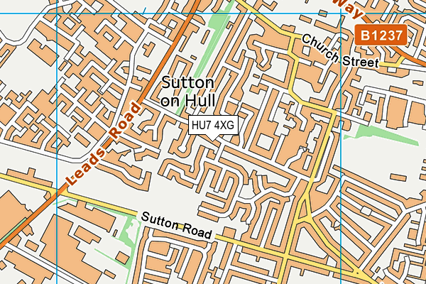 HU7 4XG map - OS VectorMap District (Ordnance Survey)
