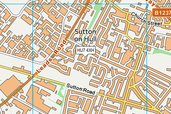 HU7 4XH map - OS VectorMap District (Ordnance Survey)
