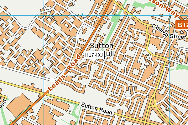 HU7 4XJ map - OS VectorMap District (Ordnance Survey)