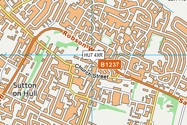 HU7 4XR map - OS VectorMap District (Ordnance Survey)