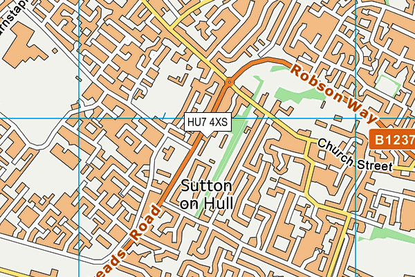 HU7 4XS map - OS VectorMap District (Ordnance Survey)