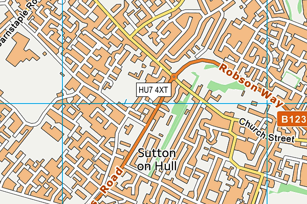HU7 4XT map - OS VectorMap District (Ordnance Survey)