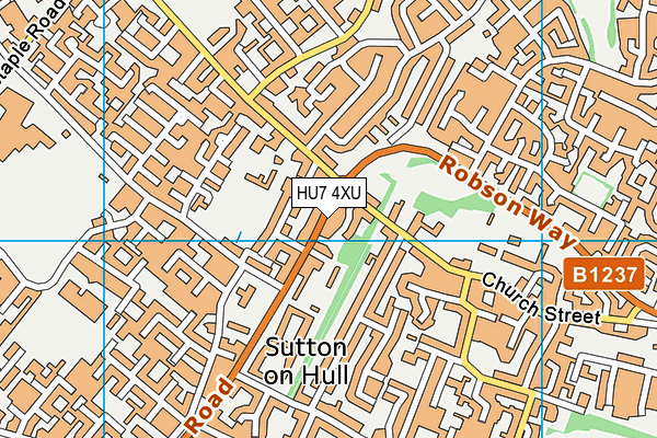 HU7 4XU map - OS VectorMap District (Ordnance Survey)