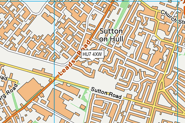 HU7 4XW map - OS VectorMap District (Ordnance Survey)