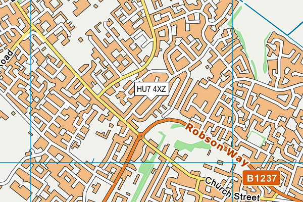 HU7 4XZ map - OS VectorMap District (Ordnance Survey)