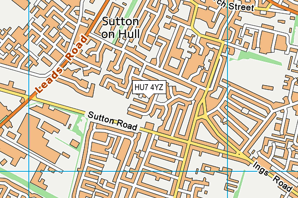HU7 4YZ map - OS VectorMap District (Ordnance Survey)