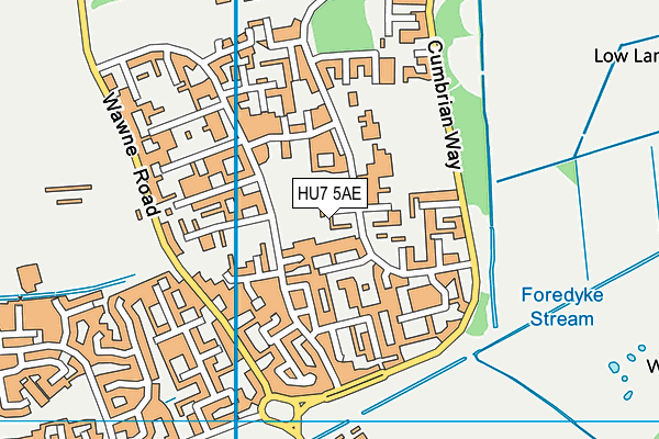 HU7 5AE map - OS VectorMap District (Ordnance Survey)