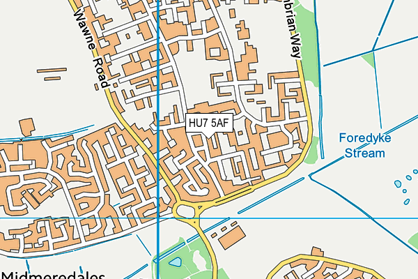 HU7 5AF map - OS VectorMap District (Ordnance Survey)