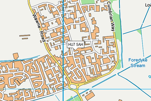HU7 5AH map - OS VectorMap District (Ordnance Survey)