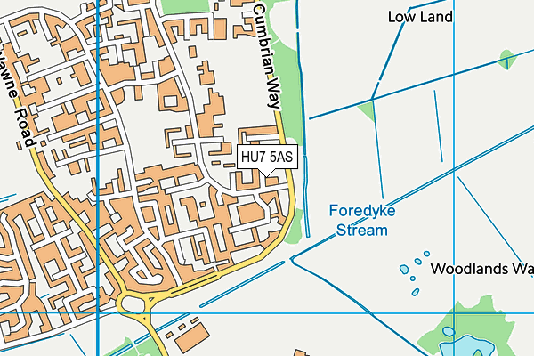 HU7 5AS map - OS VectorMap District (Ordnance Survey)
