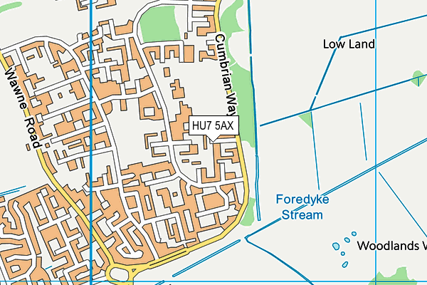 HU7 5AX map - OS VectorMap District (Ordnance Survey)