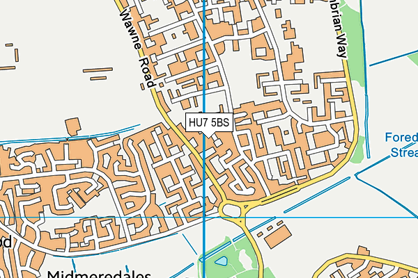 HU7 5BS map - OS VectorMap District (Ordnance Survey)