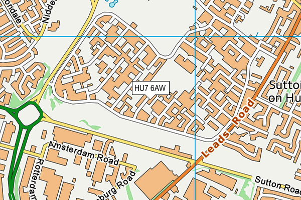 HU7 6AW map - OS VectorMap District (Ordnance Survey)