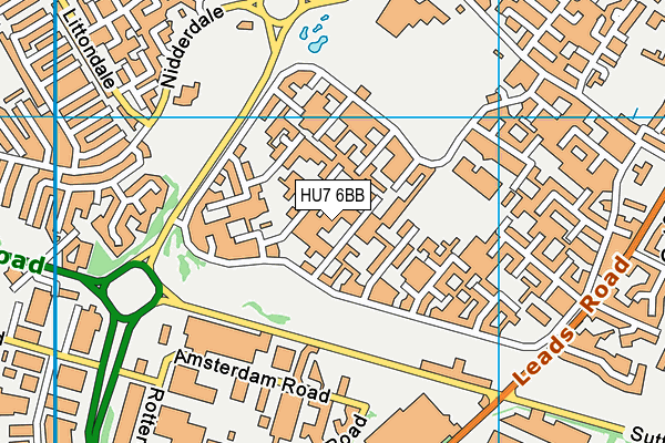 HU7 6BB map - OS VectorMap District (Ordnance Survey)