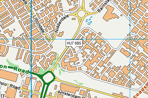 HU7 6BS map - OS VectorMap District (Ordnance Survey)