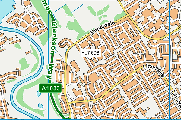 HU7 6DB map - OS VectorMap District (Ordnance Survey)